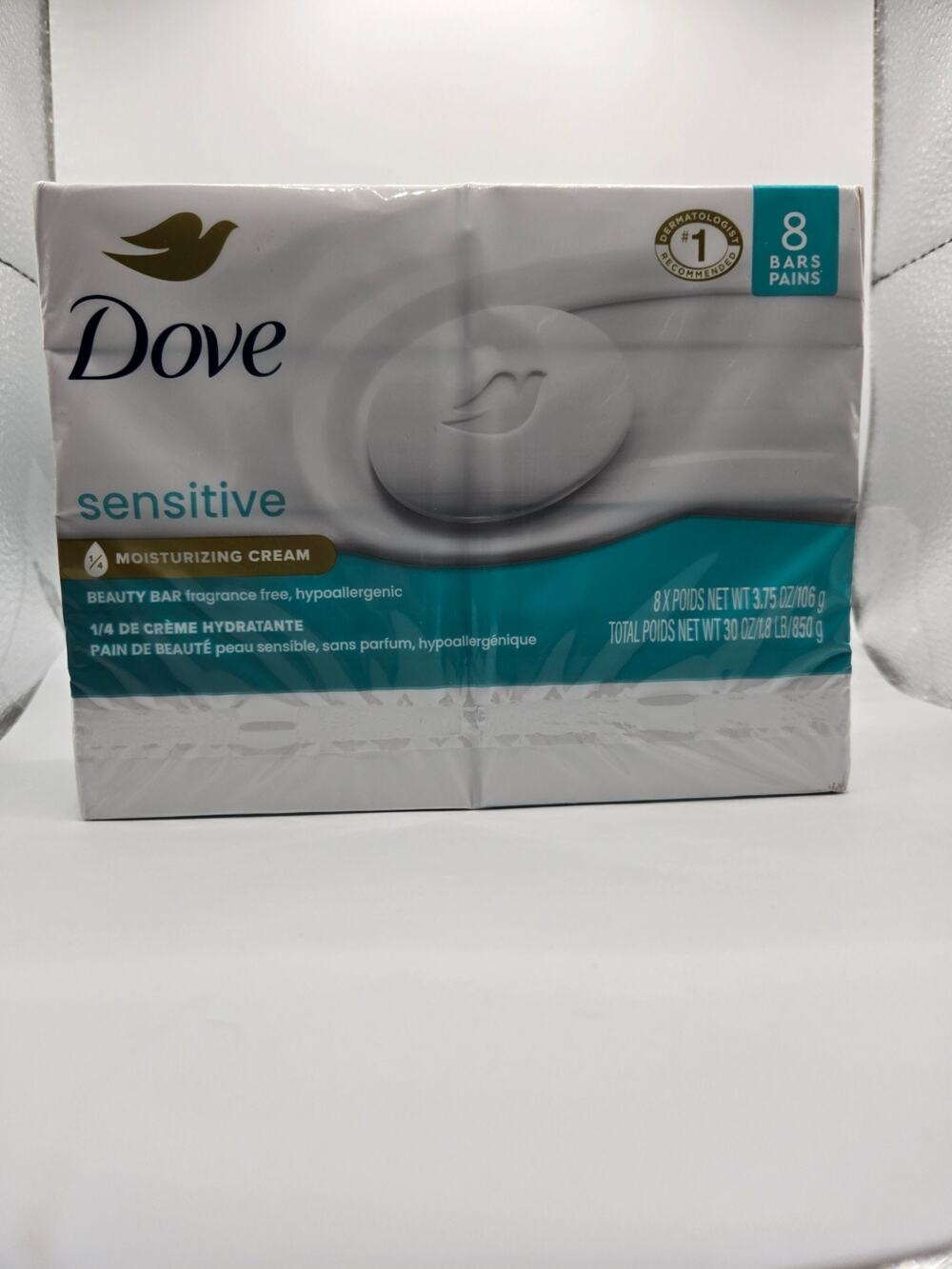 Dove Sensitive Beauty Bar Soap Fragrance Free 8 Bars Hypoallergenic Care